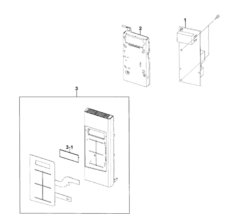 Control Panel Diagram and Parts List for SMH1816W XAA-0000 Samsung Microwave