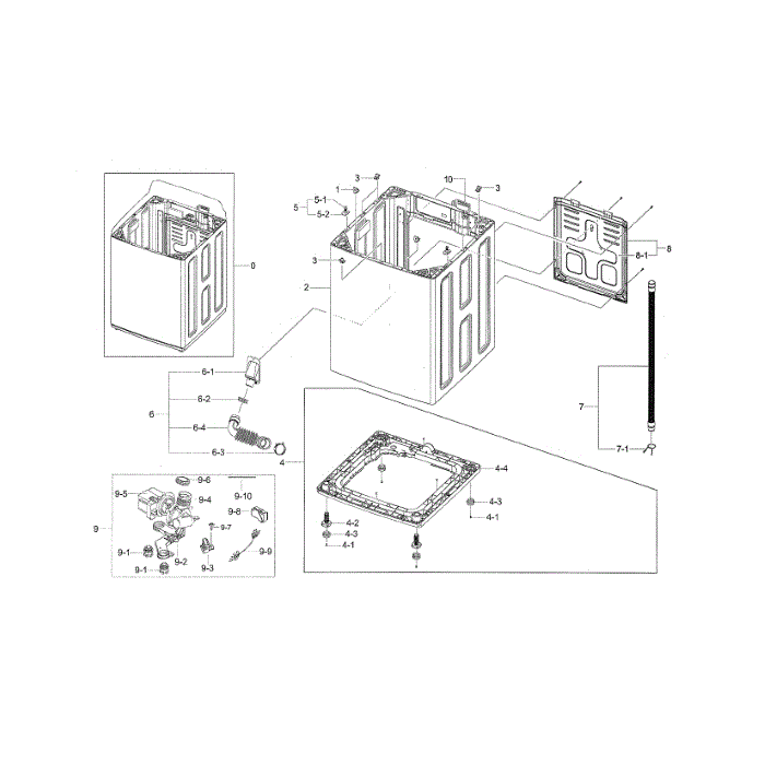 Frame Diagram and Parts List for WA50F9A7DSP A2-01 Samsung Washer