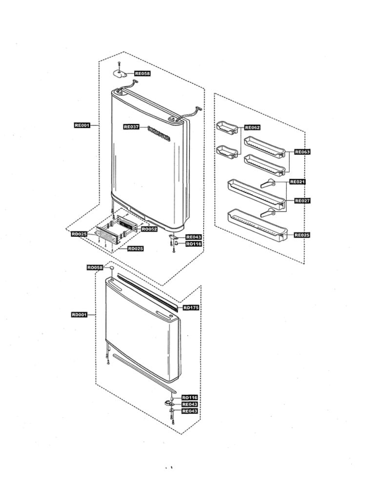 Door Diagram and Parts List for RB193KASB XAC-00 Samsung Refrigerator