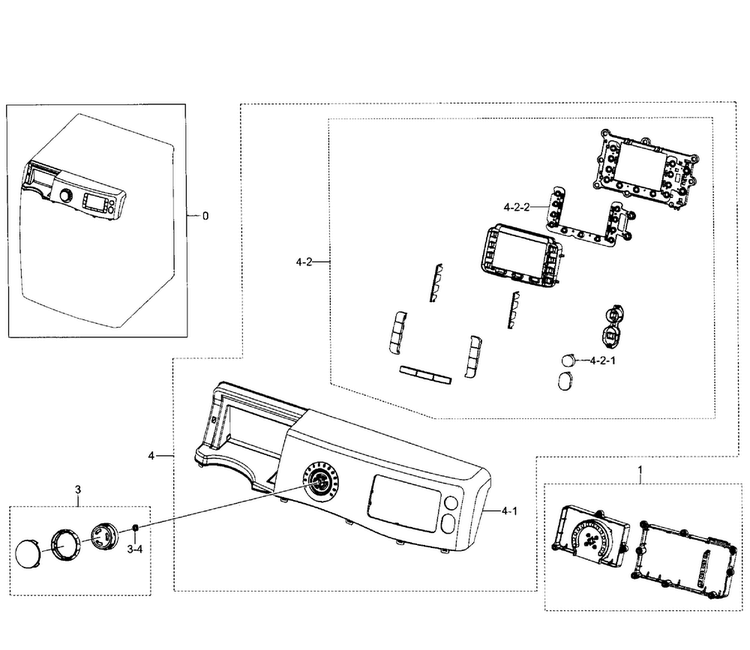 Control Panel Diagram and Parts List for WF520ABP XAA-0005 Samsung Washer