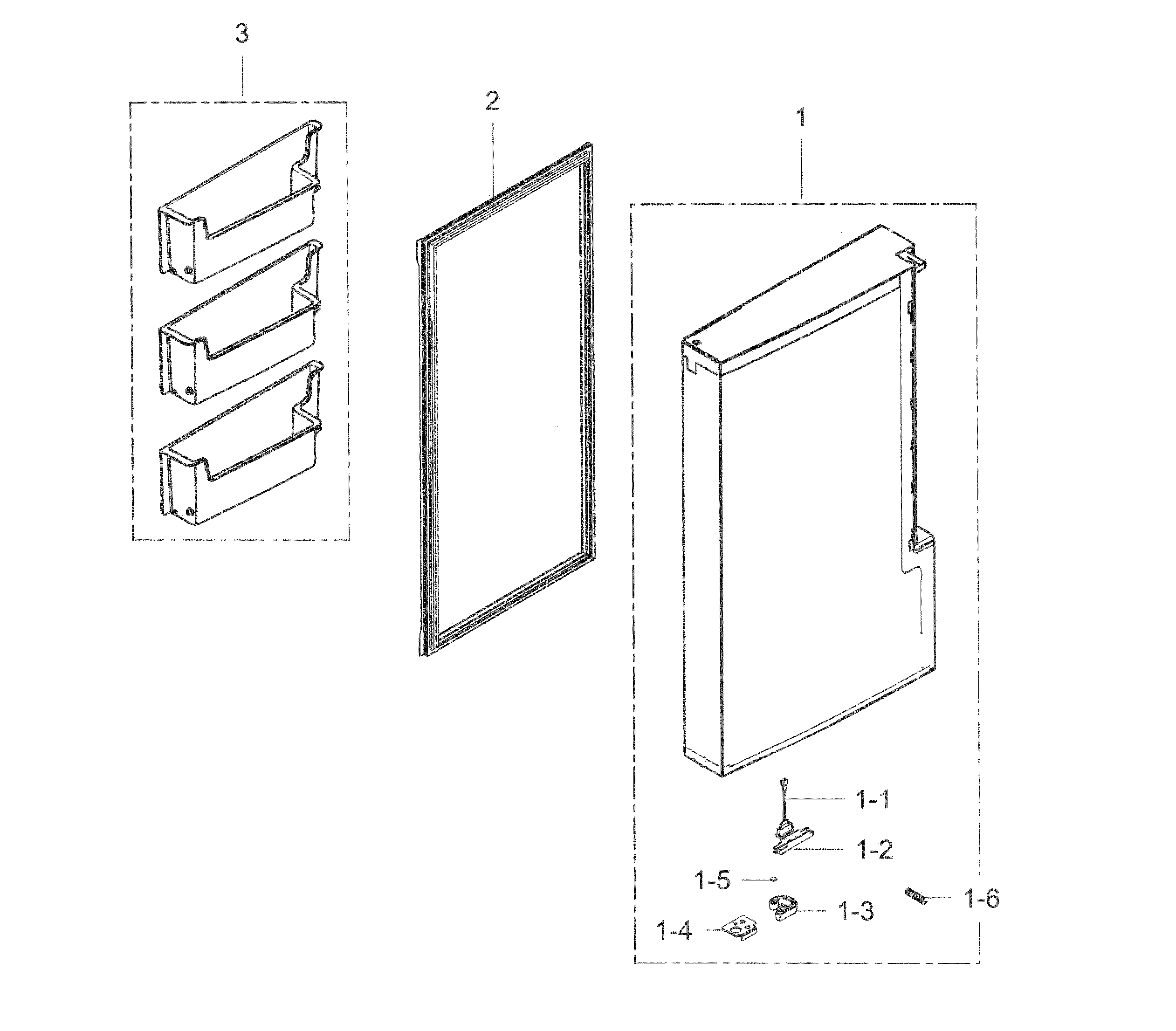 Freezer Door L Diagram and Parts List for RF34H9950S4 AA-0001 Samsung Refrigerator