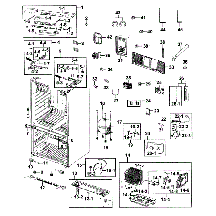 Cabinet Diagram and Parts List for RFG293HAPN XAA-00 Samsung Refrigerator