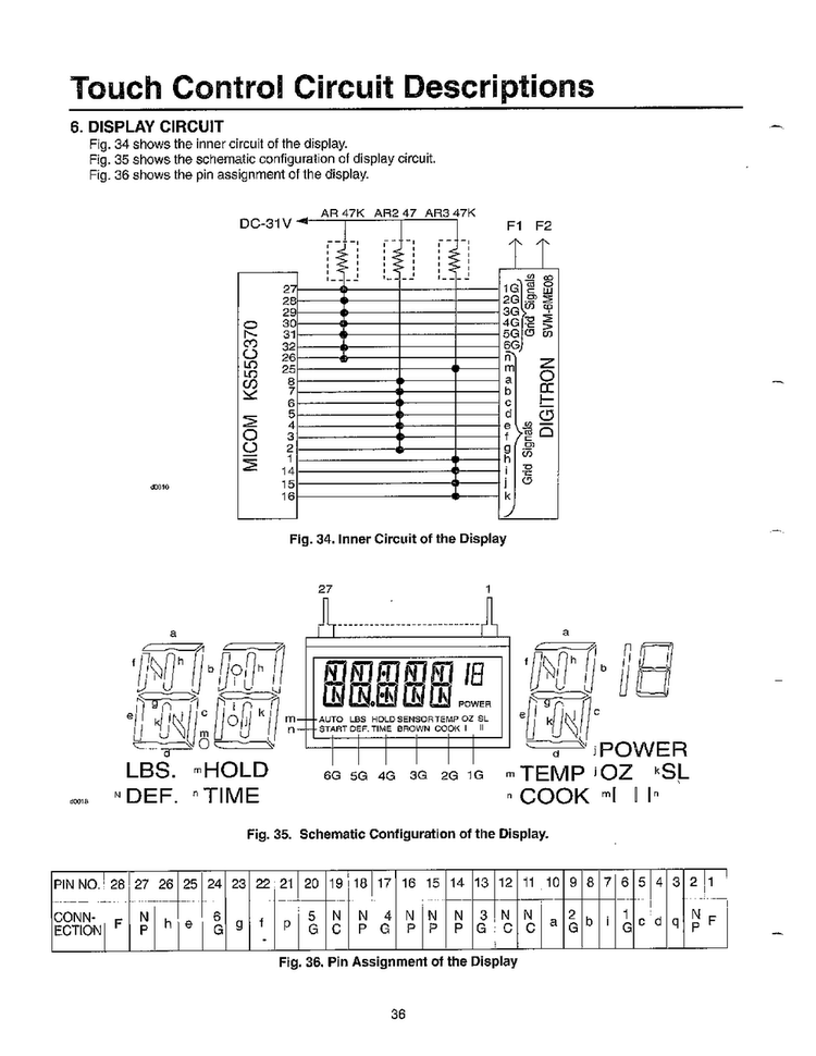 Touch Control Circuit Descriptions Page 6 Diagram and Parts List for MW5620T XAA Samsung Microwave
