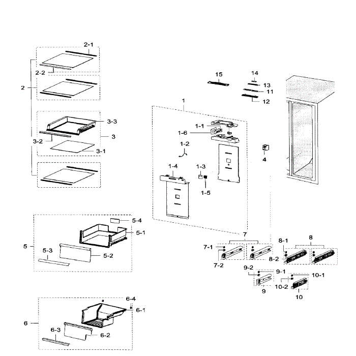 Fridge Diagram and Parts List for RH29H9000SR AA-03 Samsung Refrigerator