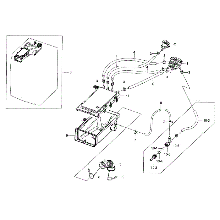 Housing Drawer Diagram and Parts List for WF42H5200AP A2-00 Samsung Washer