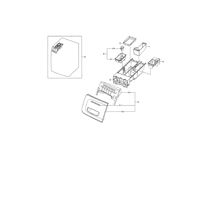 Drawer 1 Diagram and Parts List for WF45N5300AW US-00 Samsung Washer