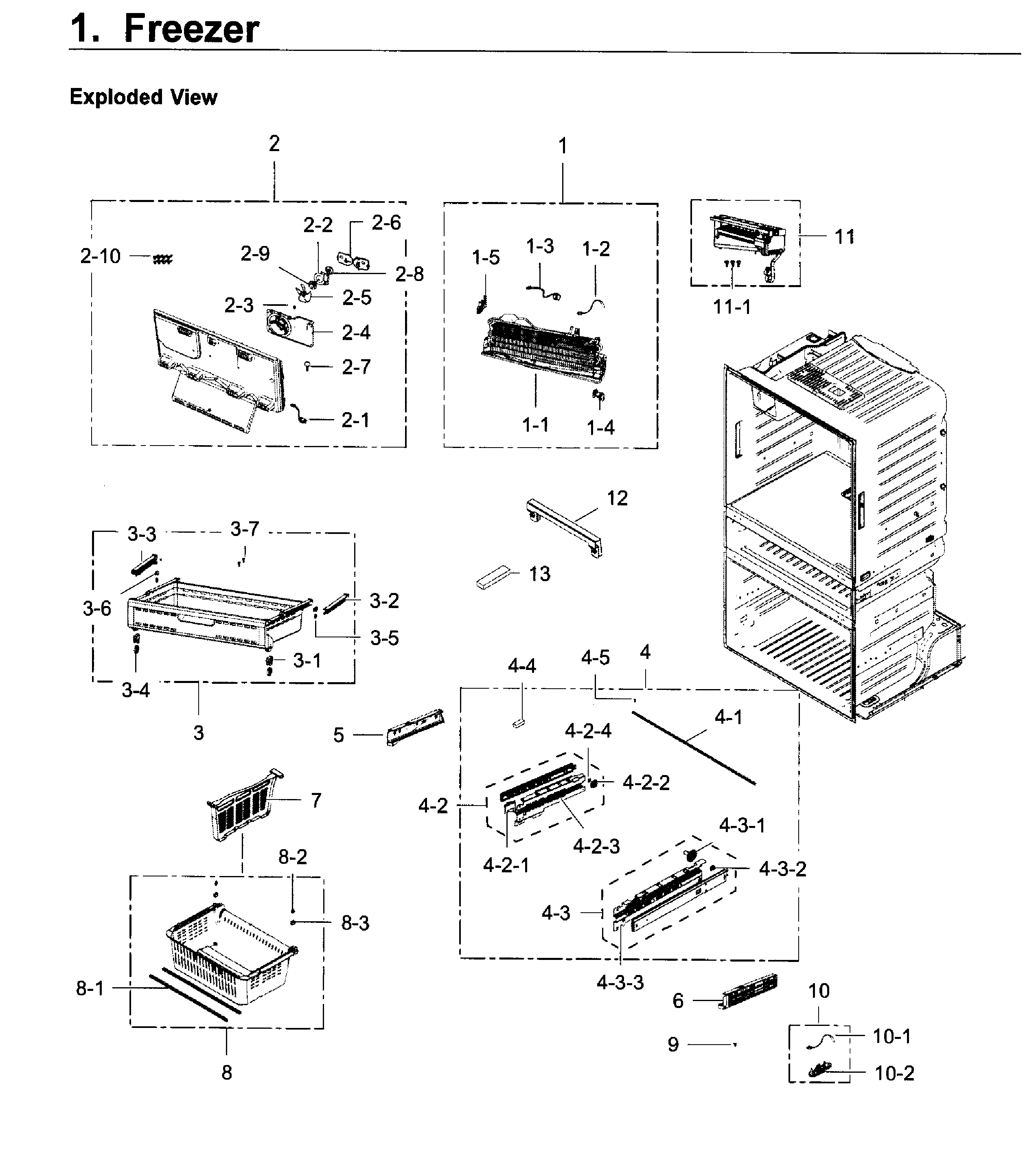 Freezer Diagram and Parts List for RF28JBEDBSG AA-0005 Samsung Refrigerator