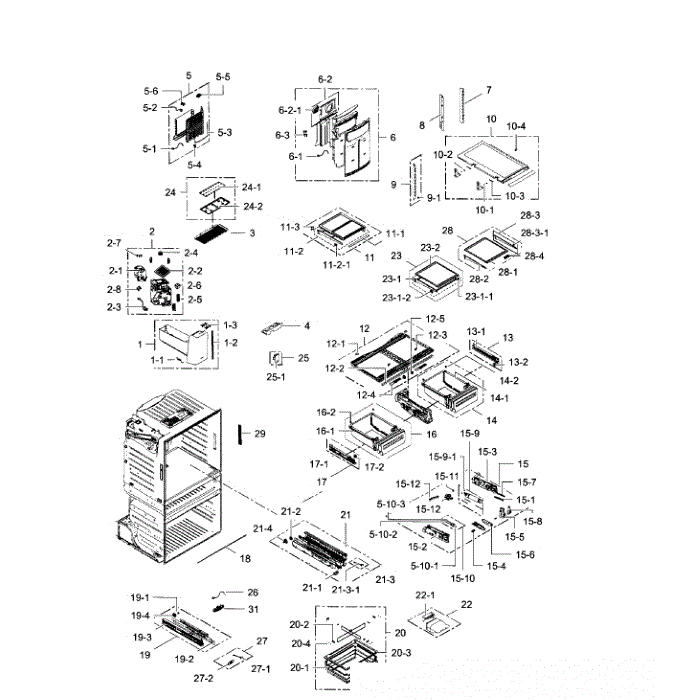 Fridge Diagram and Parts List for RF28HMEDBSR AA-11 Samsung Refrigerator