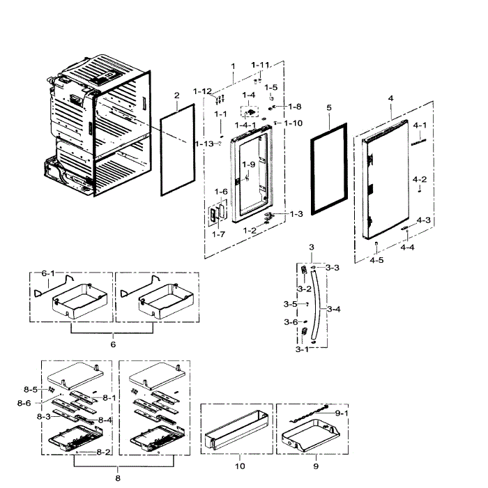 Right Door Diagram and Parts List for RF30HDEDTSR AA-08 Samsung Refrigerator