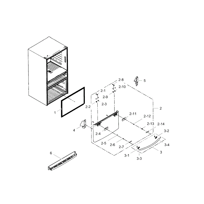 Freezer Door Diagram and Parts List for RF31FMESBSR AA-03 Samsung Refrigerator