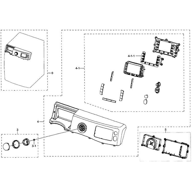 Control Panel Diagram and Parts List for WF511ABR XAA-0004 Samsung Washer
