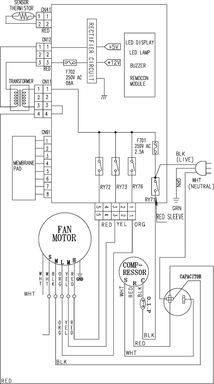 Wiring Information Diagram and Parts List for AW069CB XAA Samsung Air Conditioner