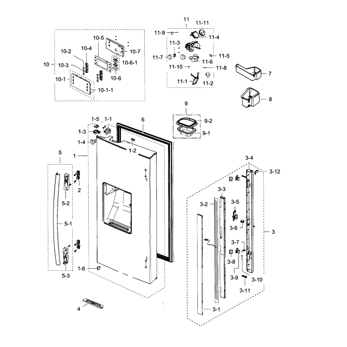 Refrigerator Door L Diagram and Parts List for RF267ACWP XAA-00 Samsung Refrigerator