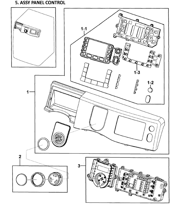 Control Panel Diagram and Parts List for WF419AAU XAA-0000 Samsung Washer