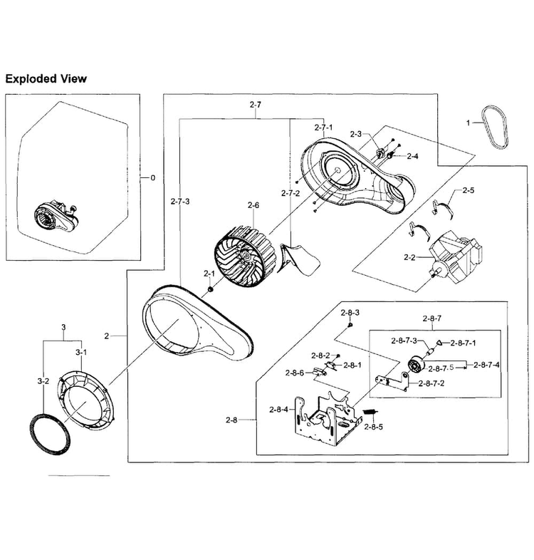 Motor Assy Diagram and Parts List for DV393ETPARA A1-0001 Samsung Dryer