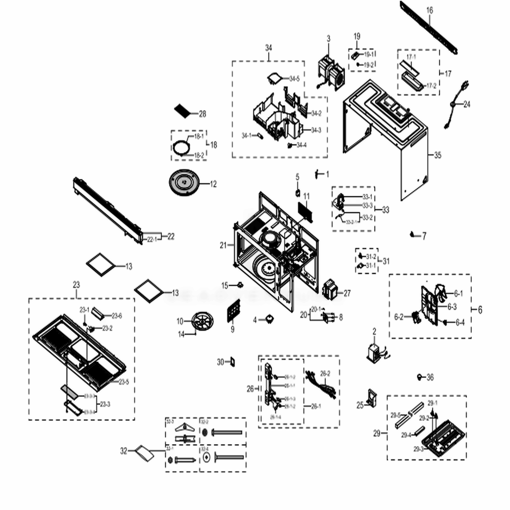 Main Diagram and Parts List for ME16K3000AS (AC)(0000) Samsung Microwave