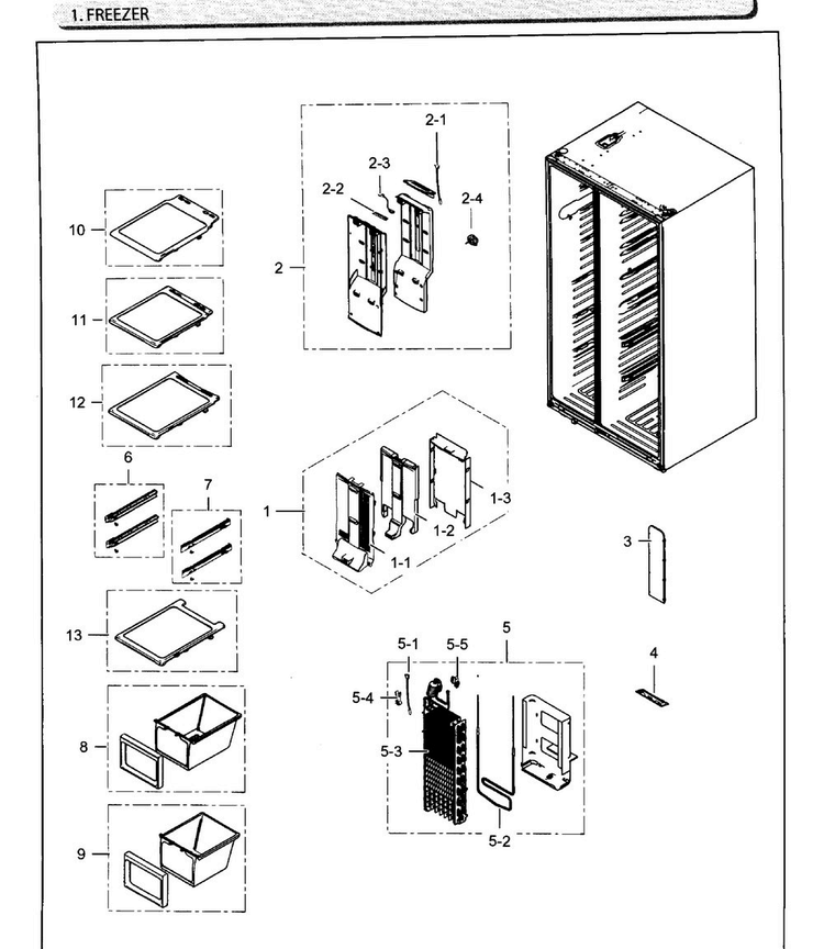 Freezer Diagram and Parts List for RH25H5611BC AA-0002 Samsung Refrigerator