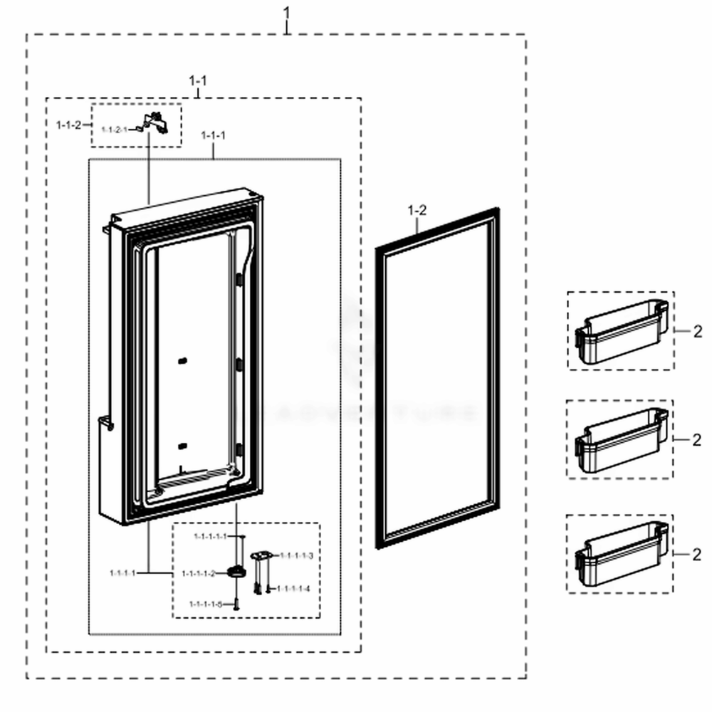 Freezer Door L Diagram and Parts List for RF23J9011SG (AA)(0009) Samsung Refrigerator
