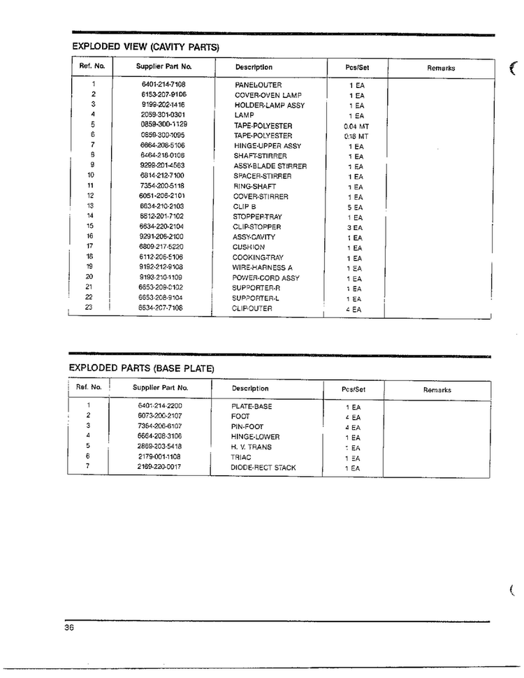 Complete Microwave Page 6 Diagram and Parts List for MW4530U XAA Samsung Microwave