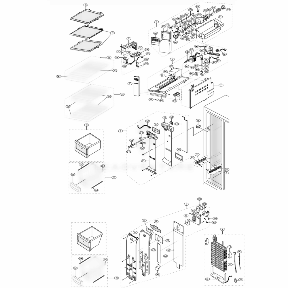 Freezer Diagram and Parts List for RS2534WW  Samsung Refrigerator