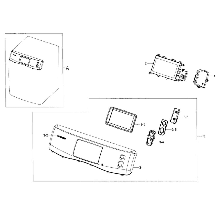 Control Panel Diagram and Parts List for DV457EVGSWR AA-0000 Samsung Dryer