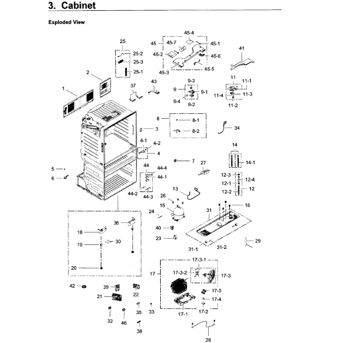 Cabinet Diagram and Parts List for RF28JBEDBSR AA-06 Samsung Refrigerator
