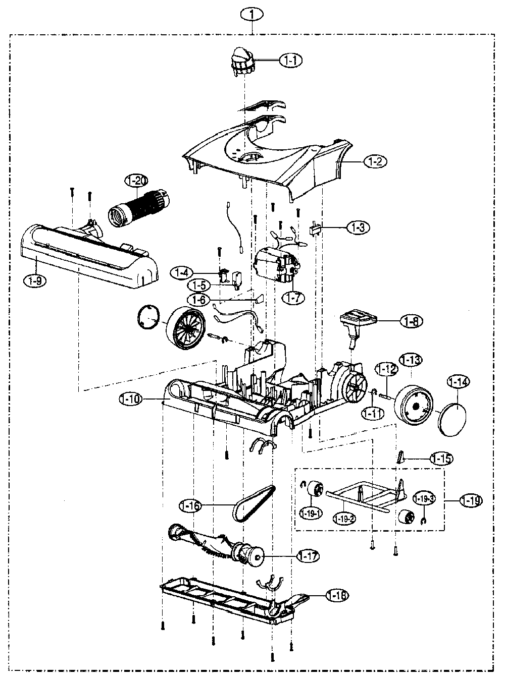 Base assy Diagram and Parts List for 40139035  Samsung Upright Vacuum