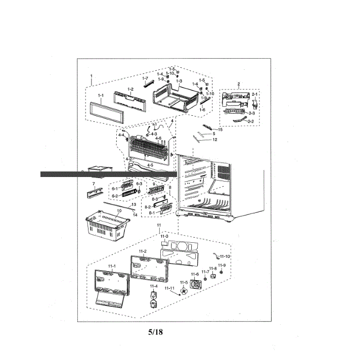 Freezer Diagram and Parts List for RF20HFENBSG US-00 Samsung Refrigerator