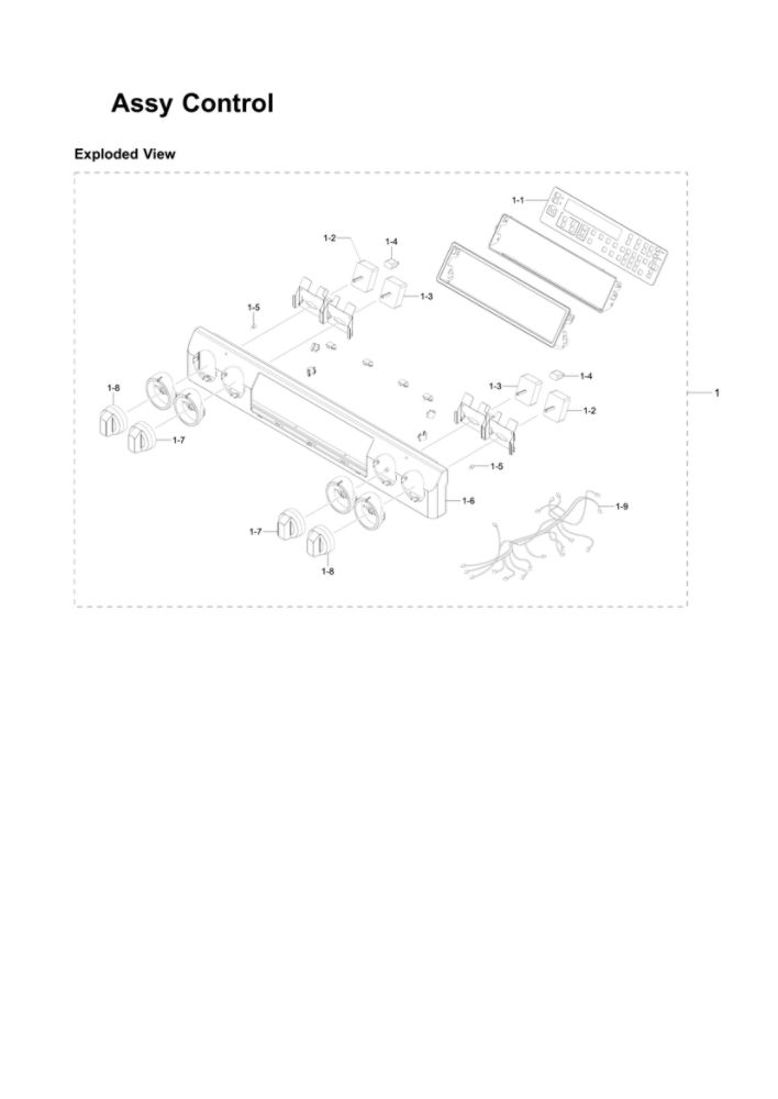 Control Assembly Diagram and Parts List for NE58F9500SS AA-03 Samsung Range