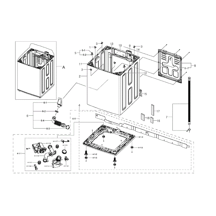 Frame Assembly Diagram and Parts List for WA422PRHDWR AA-02 Samsung Washer