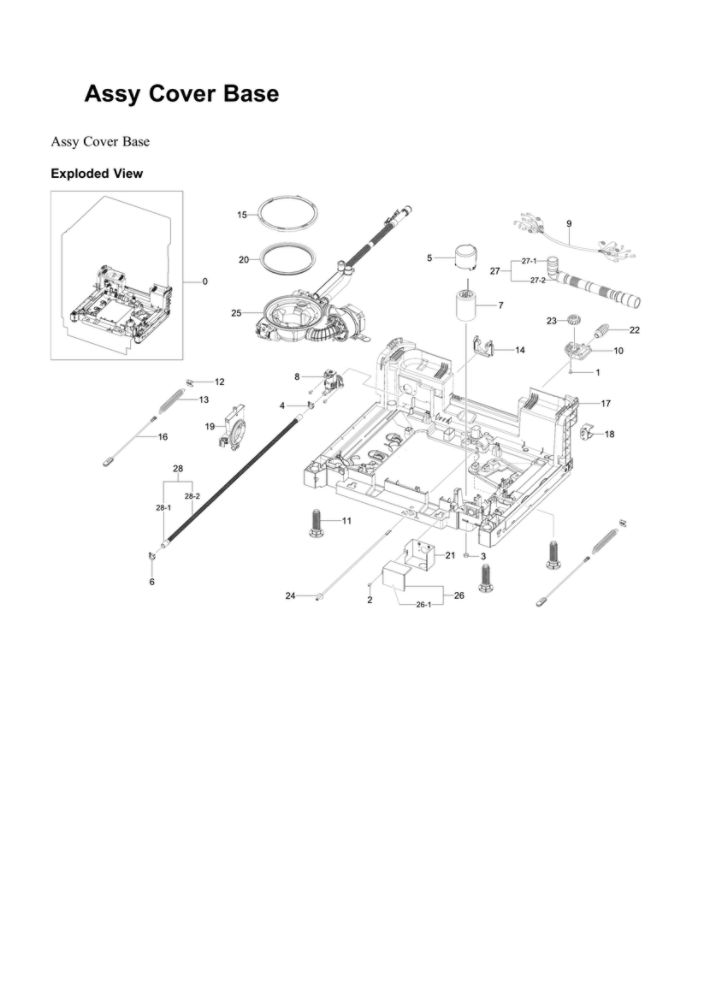 Cover Base Assembly Diagram and Parts List for DW80B7071UG AA-00 Samsung Dishwasher