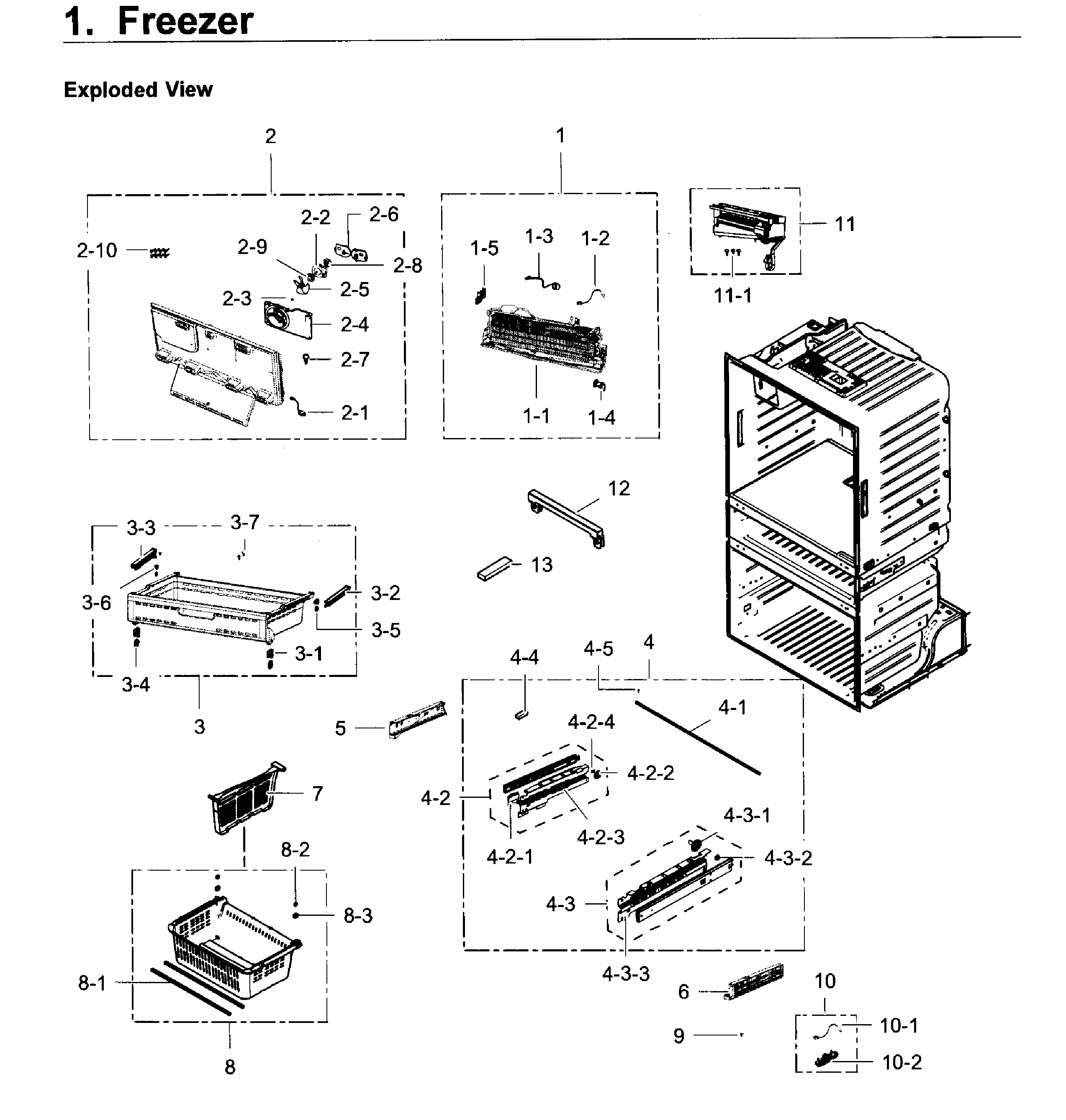 Freezer Diagram and Parts List for RF28JBEDBSR AA-0002 Samsung Refrigerator