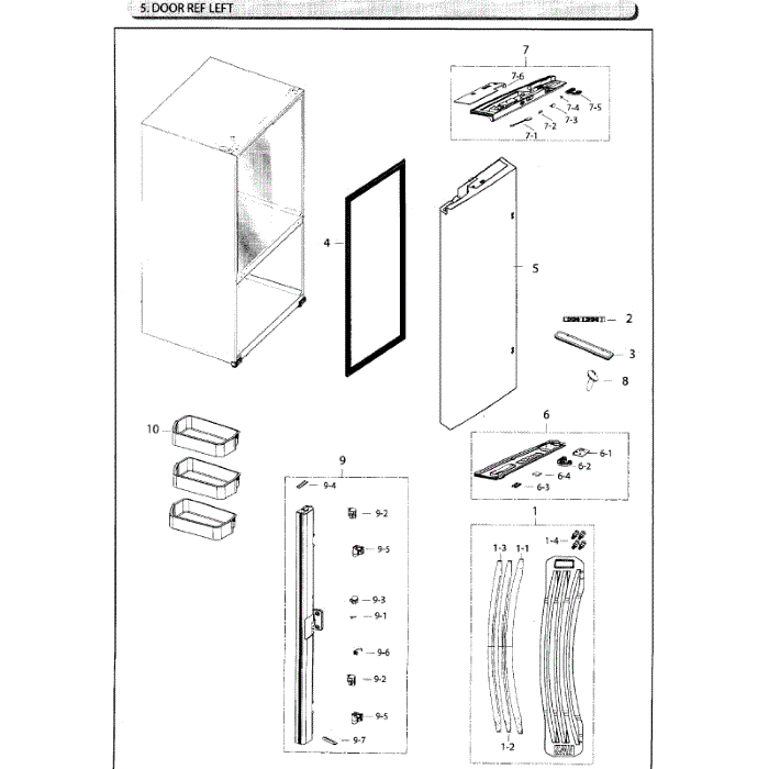 Fridge Door L Diagram and Parts List for RF26HFENDWW AA-01 Samsung Refrigerator