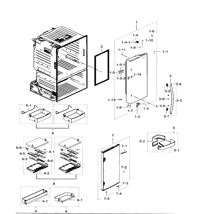 Right Door Diagram and Parts List for RF23HTEDBSR AA-06 Samsung Refrigerator