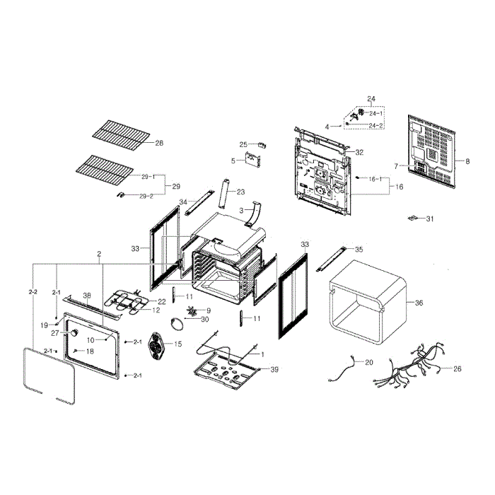 Main Assembly Diagram and Parts List for NE594R0ABSR AA-00 Samsung Range