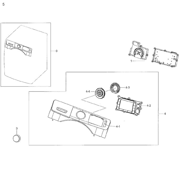 Control Panel Diagram and Parts List for WF42H5200AP A2-0001 Samsung Washer