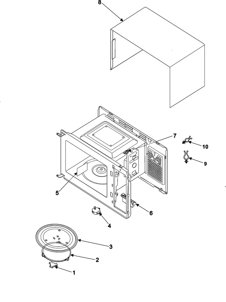 Body/cavity/elements Diagram and Parts List for WW600 XAA Samsung Microwave