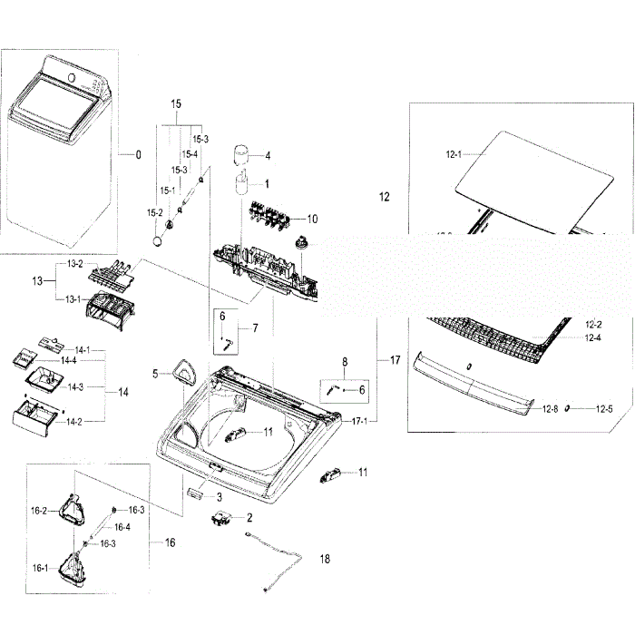 Cover Top Diagram and Parts List for WA50F9A6DSW A2-01 Samsung Washer