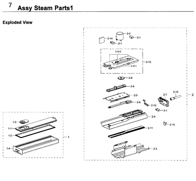 Steam Parts 1 Diagram and Parts List for NV51K6650DG AA-0000 Samsung Wall Oven