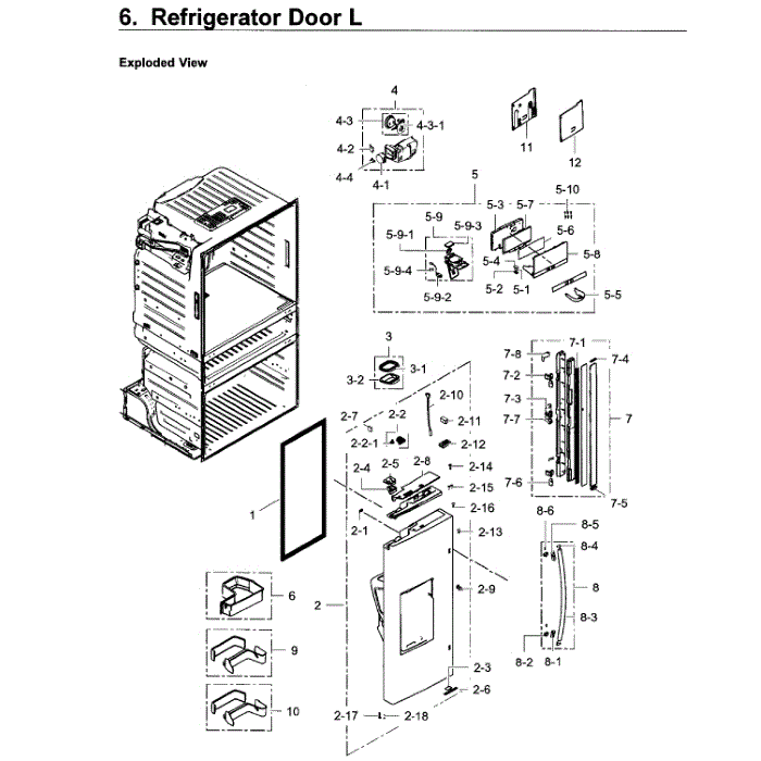 Fridge Door L Diagram and Parts List for RF28JBEDBSR AA-01 Samsung Refrigerator