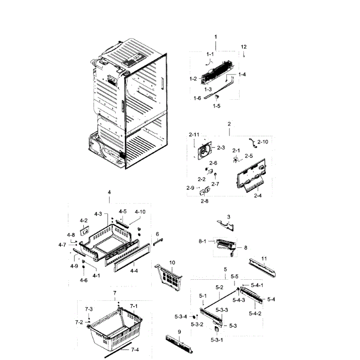 Freezer Diagram and Parts List for RF28HFEDBSR AA-05 Samsung Refrigerator