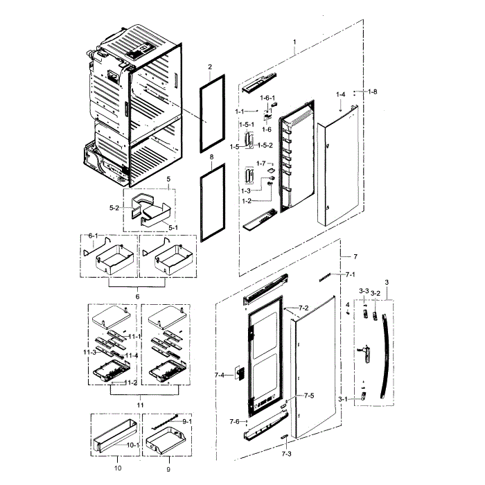 Refrigerator Door R Diagram and Parts List for RF28HDEDBSR AA-02 Samsung Refrigerator