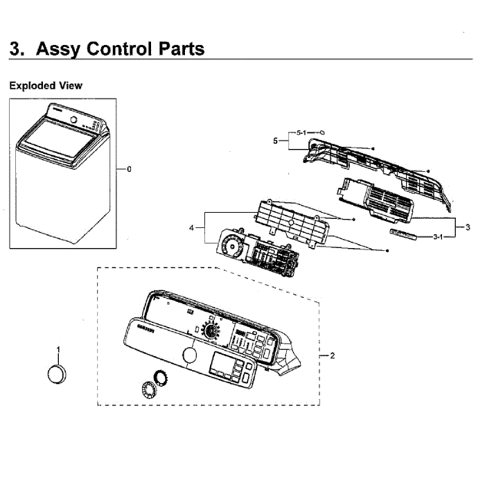 Control Panel Diagram and Parts List for WA50M7450AP A4-00 Samsung Washer