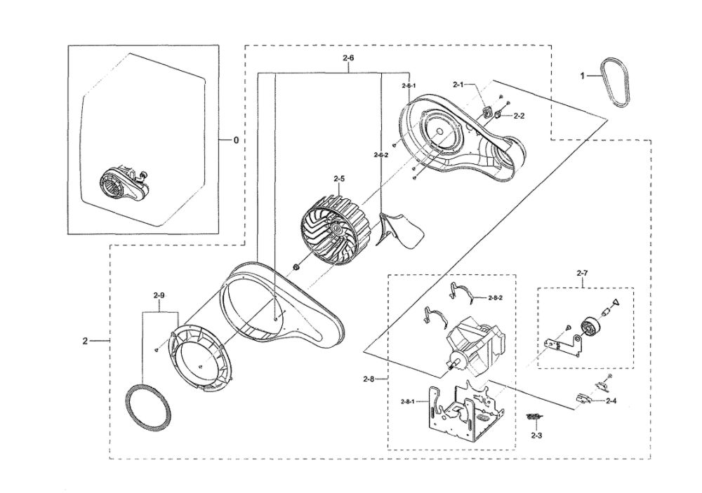 Motor Diagram and Parts List for DVE45R6100C A3-00 Samsung Dryer