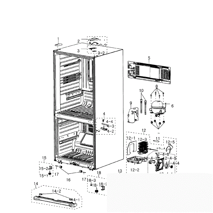 Cabinet Diagram and Parts List for RB195ACPN XAA-01 Samsung Refrigerator
