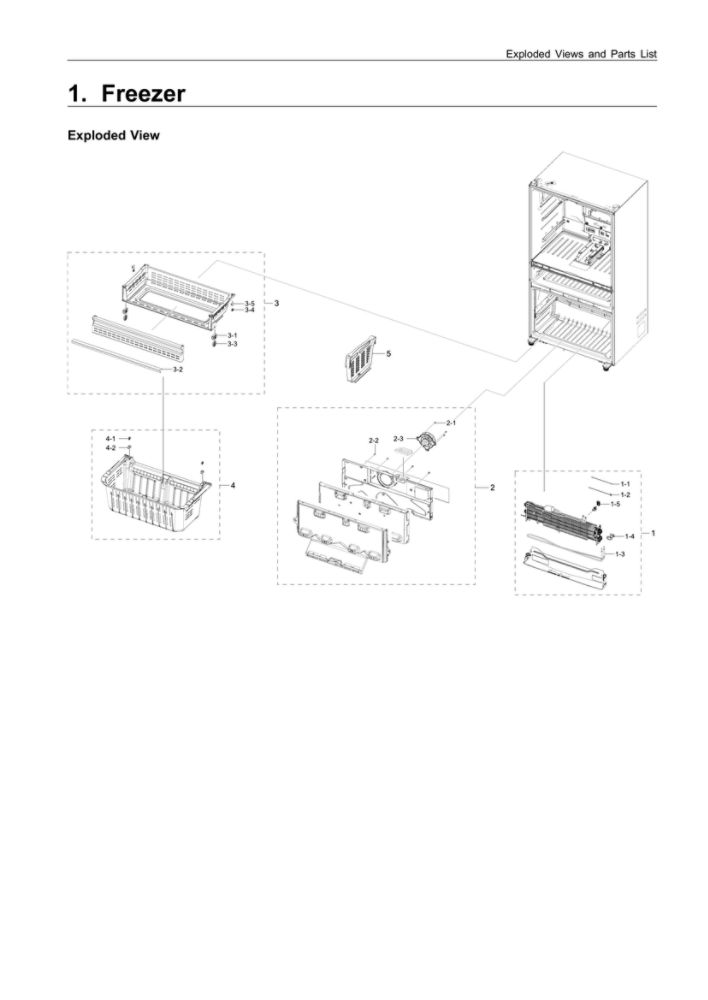 Freezer Parts Diagram and Parts List for RF24R7201SR AA-00 Samsung Refrigerator
