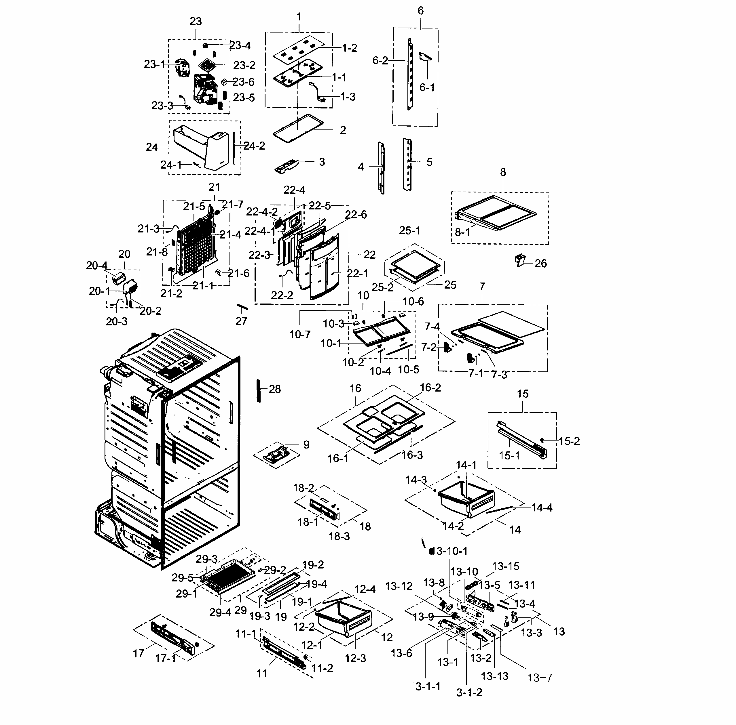 Fridge Diagram and Parts List for RF23HCEDBWW AA-0006 Samsung Refrigerator