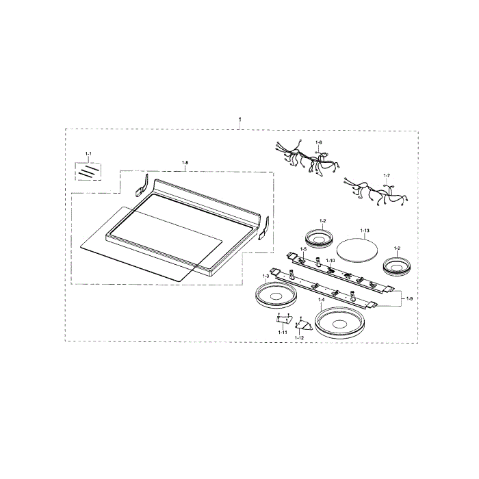 Cooktop Diagram and Parts List for NE595R1ABSR AA-02 Samsung Range