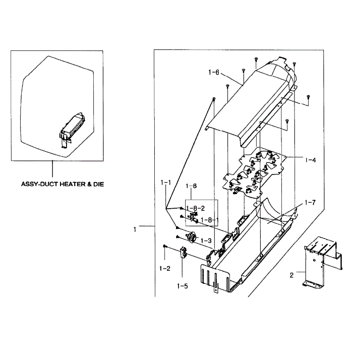 Heater Assembly Diagram and Parts List for DV448AEP XAA-02 Samsung Dryer
