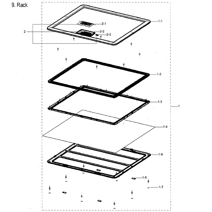 Die Rack Diagram and Parts List for DVE55M9600V A3-00 Samsung Dryer